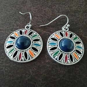 New Boho Style Colorful Silver-Tone Earrings
